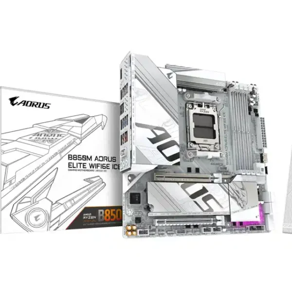 Matična ploča AM5 Gigabyte B850M Aorus Elite WIFI 6 Ice DDR5 DP/MI/M.2
