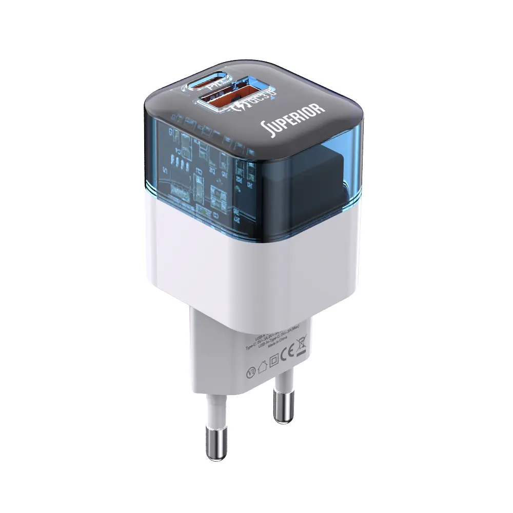 SUPERIOR-Kucni-punjac-SU-P105-30W-Super-Fast-USB-A-QC3.0Type-C-Belo-1 SUPERIOR Kućni punjač SU-P105 30W Super Fast USB A QC3.0+Type C