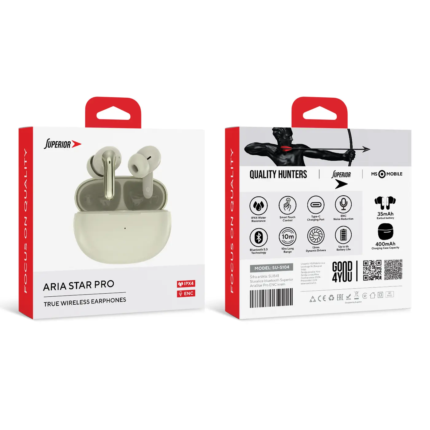 SUPERIOR-Slusalice-bluetooth-AriaStar-Pro-ENC-Krem-1-1 Krem