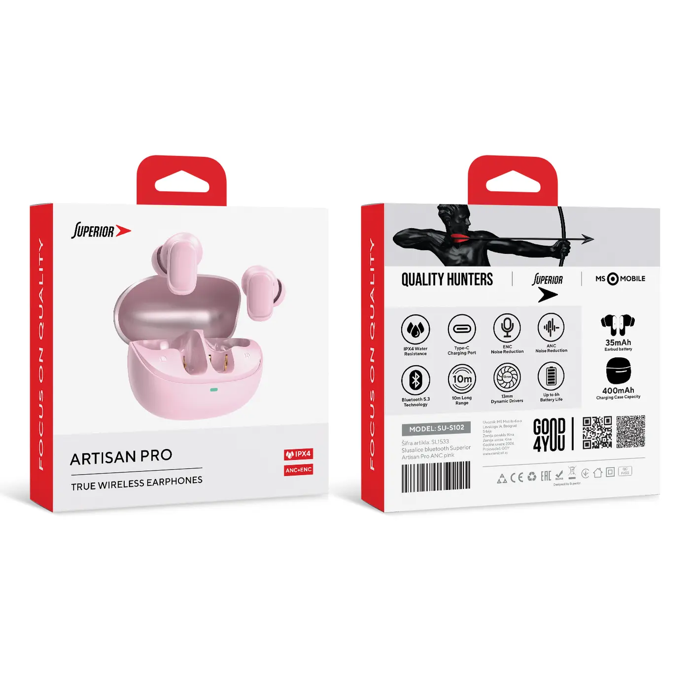 SUPERIOR-Slusalice-bluetooth-Artisan-Pro-ANCENC-Pink-1-1 Pink