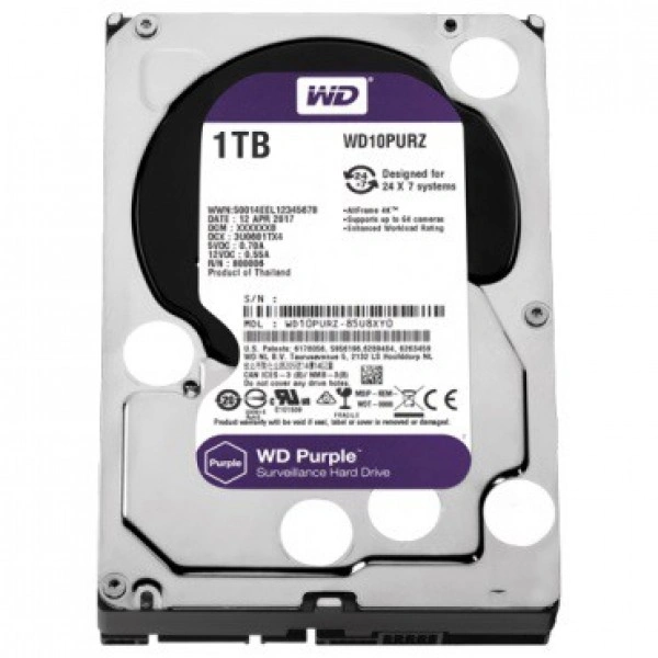 Western Digital HDD 1TB WD10PURZ SATA3 64MB Caviar Purple