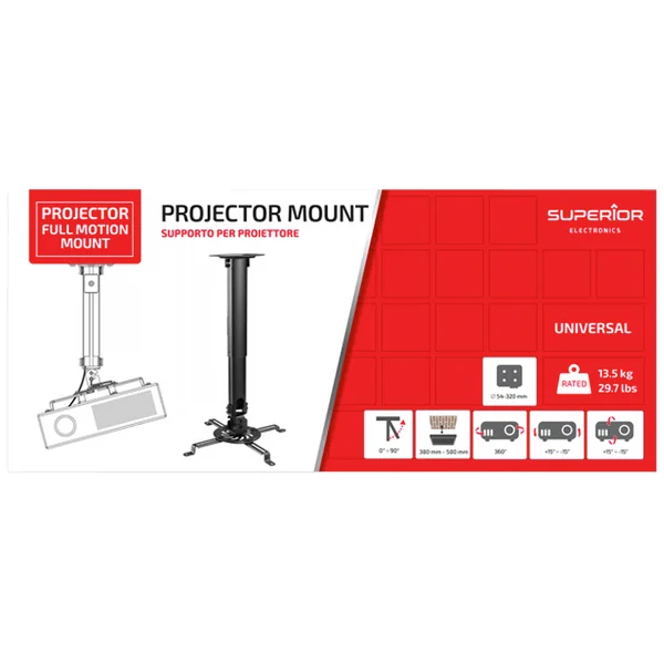 superior-nosac-univerzalni-do-13-5-kg-plafonski-nosac-za-projektor-8054242080995-03.webp Superior Nosač univerzalni, do 13,5 kg - Plafonski nosač za projektor